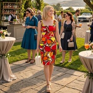 David Meister Dress 4 Multicolor Floral Sleeveless Lined Sheath EUC